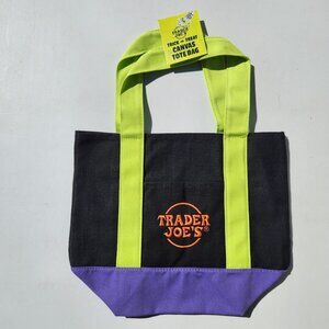 NEW Trader Joe's Black Mini Tote Trick or Treat Canvas Bag Halloween Trader Joes